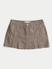 Hollister Brown Low Rise Twill Pleated Mini Skirt - Image 4 of 4