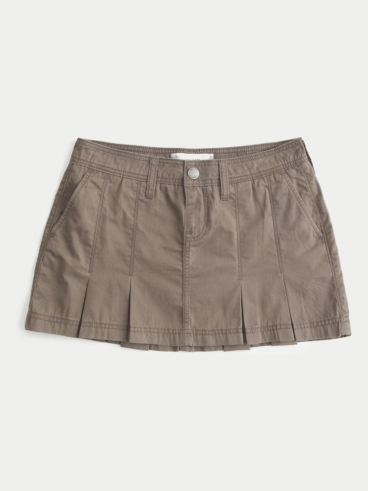 Hollister Brown Low Rise Twill Pleated Mini Skirt - Image 4 of 4