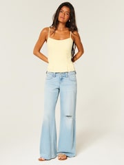 Hollister Yellow Pleated Strappy Top - Image 3 of 4