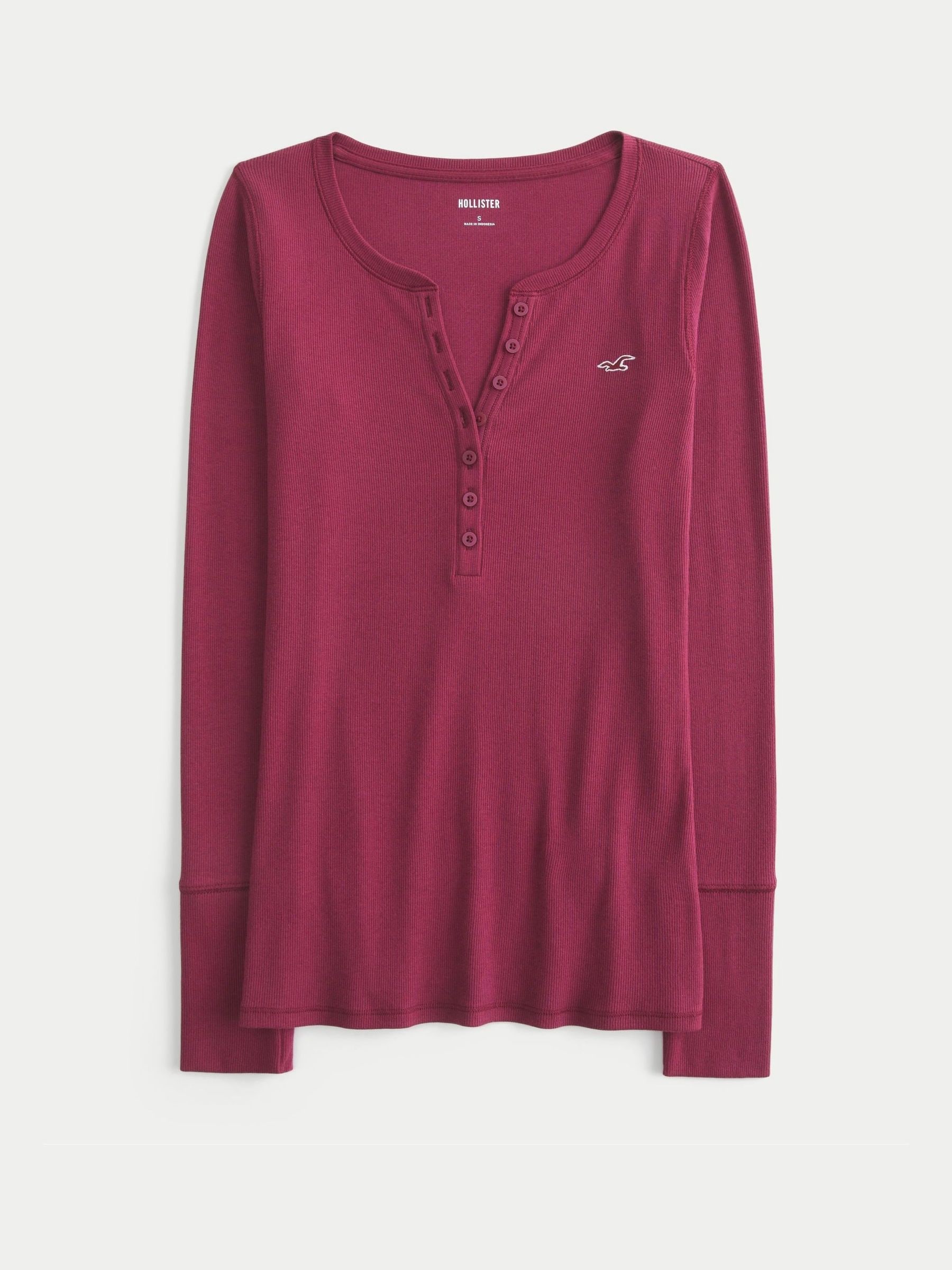 Next：日本 レッド - Hollister ヘンリーネック 長袖 トップ from Next