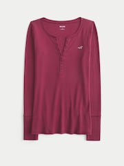 Rød - Hollister Henley Stripe Long Sleeve Top - Billede 4 af 4