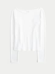 Blanco - Top de manga larga con cuello oblicuo de Hollister - Imagen 5 de 5