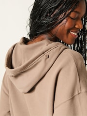Hollister Brown Graphic Logo Zip-Through Hoodie With Fur Trim - Image 3 of 4