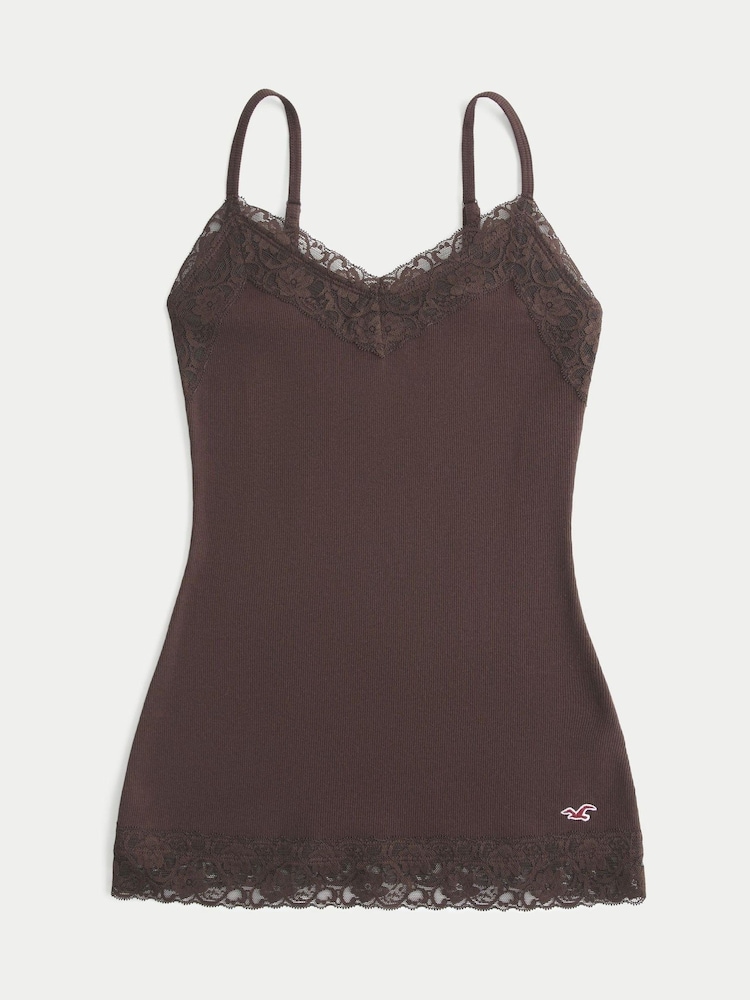 Շագանակագույն - Hollister Bare Lace Layering Cami Top - Պատկեր 1 1-ից