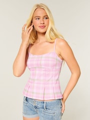 Hollister Pink Pleated Strappy Top - Image 1 of 4