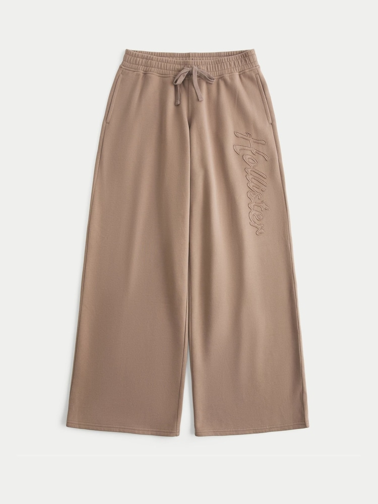 Hollister Brown Low Rise Baggy Logo Joggers - Image 1 of 1