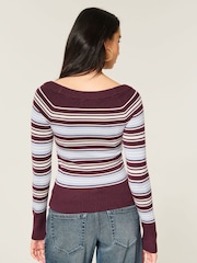Hollister Red V-Neck Stripe Jumper - Image 2 of 3