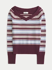 Hollister Red V-Neck Stripe Jumper - Image 3 of 3