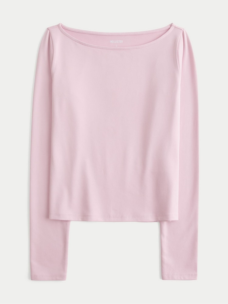 Rosa - Top de manga larga con cuello oblicuo de Hollister - Imagen 3 de 3