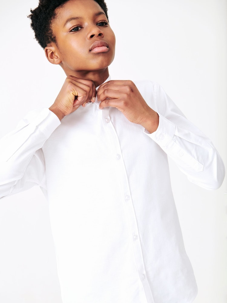 White Plain Single Oxford Shirt (3-16yrs) - Image 5 of 6