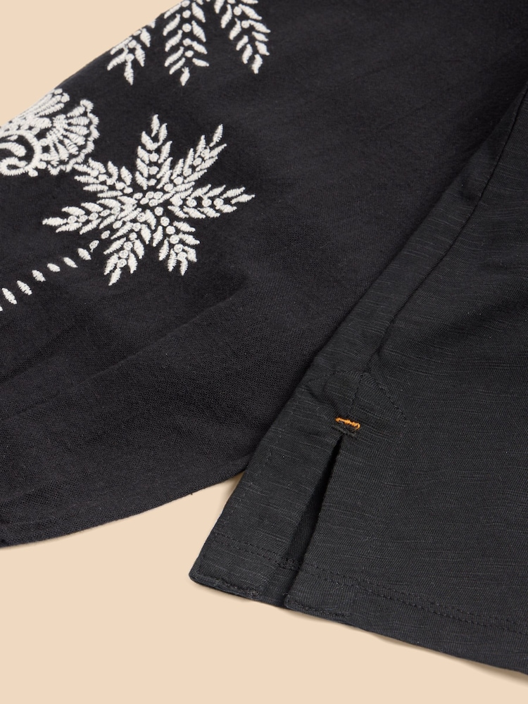 White Stuff Black Mix Embroidered Millie 100% Cotton Top - Image 7 of 7 White Stuff Black Mix Embroidered Millie 100% Cotton Top - Image 7 of 7