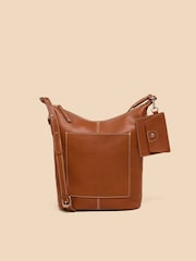 White Stuff Brown Fern Leather Cross-Body Bag - Image 1 of 4