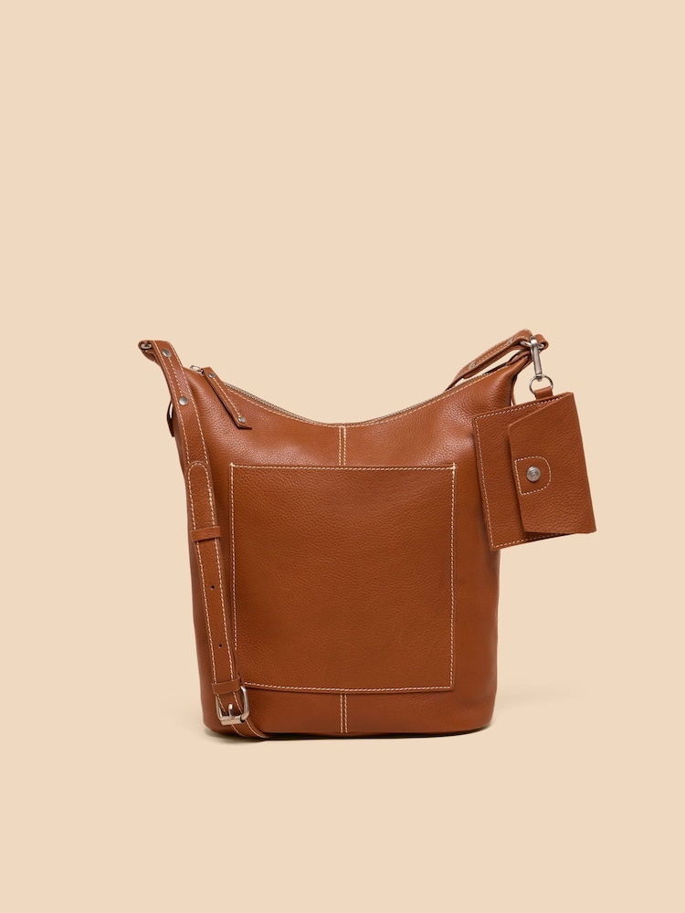 White Stuff Brown Fern Leather Cross-Body Bag - Image 1 of 4