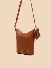 White Stuff Brown Fern Leather Cross-Body Bag - Image 3 of 4