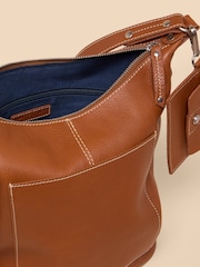 White Stuff Brown Fern Leather Cross-Body Bag - Image 4 of 4