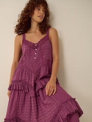 Monsoon Purple Nixie Broderie Frill Maxi Dress - Image 3 of 4