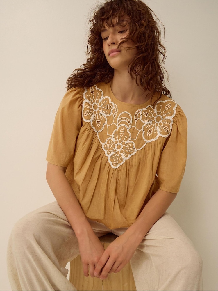 Monsoon Cream Delta Embroidered Bubble Hem Top - Image 4 of 4 Monsoon Cream Delta Embroidered Bubble Hem Top - Image 4 of 4