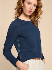 White Stuff Blue Clara T-Shirt - Image 4 of 7