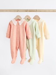 Peach Pink Baby Collared 100% Cotton Sleepsuit (0mths-2yrs) - Image 1 of 11