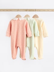 Peach Pink Baby Collared 100% Cotton Sleepsuit (0mths-2yrs) - Image 2 of 11