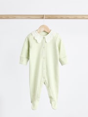 Peach Pink Baby Collared 100% Cotton Sleepsuit (0mths-2yrs) - Image 4 of 11
