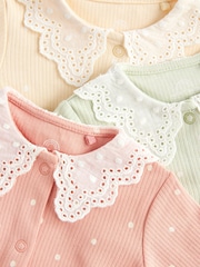 Peach Pink Baby Collared 100% Cotton Sleepsuit (0mths-2yrs) - Image 7 of 11