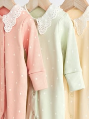 Peach Pink Baby Collared 100% Cotton Sleepsuit (0mths-2yrs) - Image 8 of 11