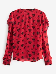 Preen Rot/Schwarz mit Blumen-Punktmuster - Langärmelige Bluse mit Rüschen - Bild 5 von 6