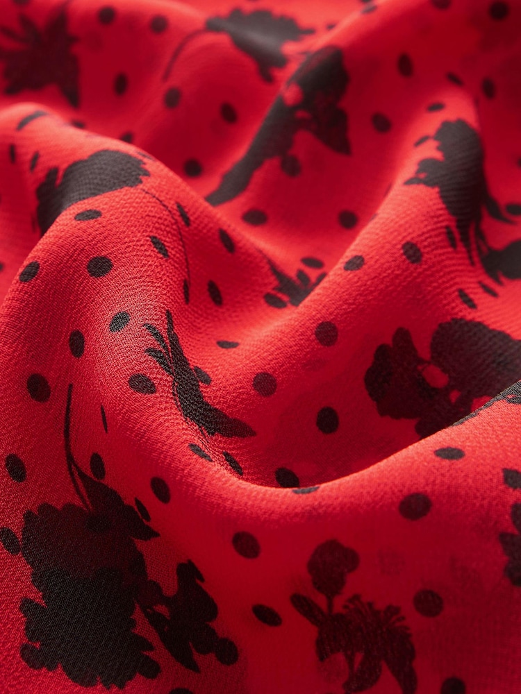 Preen Rot/Schwarz mit Blumen-Punktmuster - Langärmelige Bluse mit Rüschen - Bild 6 von 6