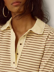 Monsoon Cream Stacy Stripe Jersey Polo Top - Image 3 of 3