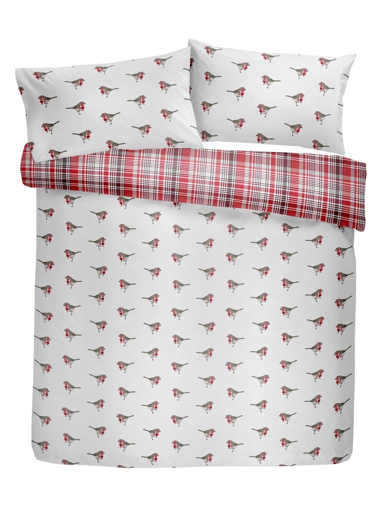 Juego de funda de edredón y funda de almohada de algodón 100 % cepillado con diseño navideño de petirrojos de Fusion - Imagen 4 de 4 Juego de funda de edredón y funda de almohada de algodón 100 % cepillado con diseño navideño de petirrojos de Fusion - Imagen 4 de 4