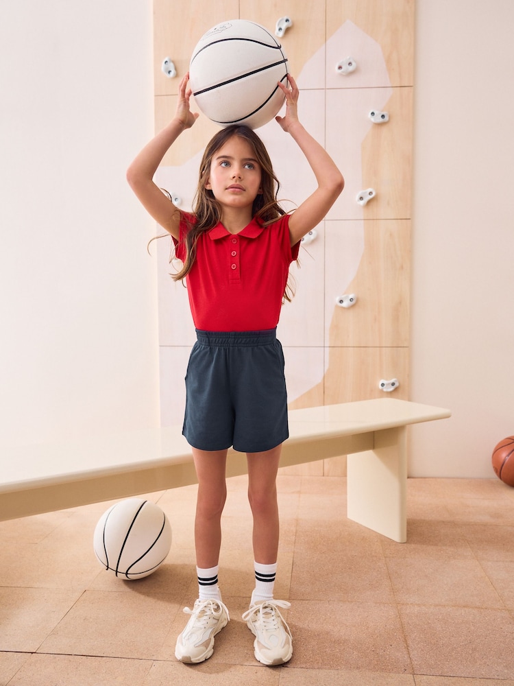 Navy Blue 100% Cotton Jersey School Shorts (3-16yrs) - Image 2 of 4