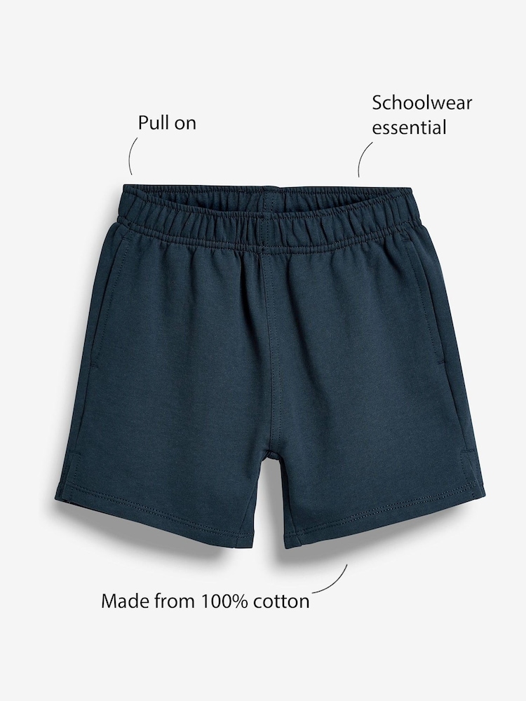Navy Blue 100% Cotton Jersey School Shorts (3-16yrs) - Image 3 of 4