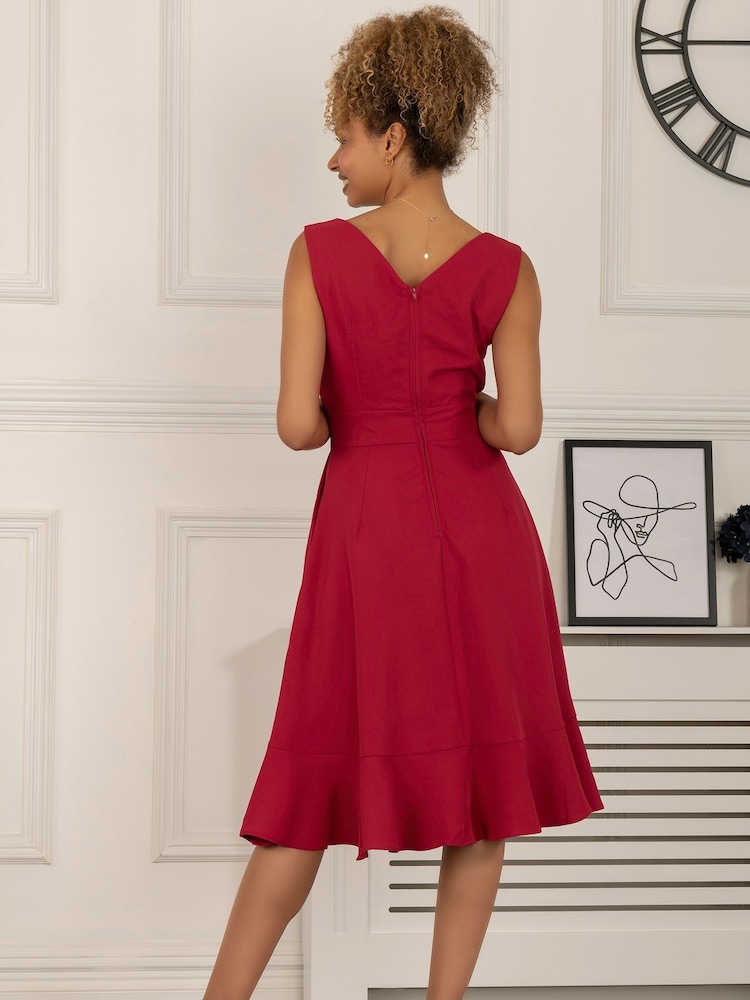 Jolie Moi Red Gayelle Frill Hem Dress - Image 2 of 6