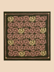White Stuff Green Scribble Check Square Scarf - Image 3 of 3