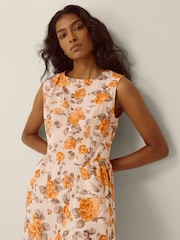Monsoon Orange Lori Sleeveless Floral Midi Dress - Image 1 of 3