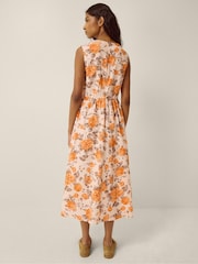 Monsoon Orange Lori Sleeveless Floral Midi Dress - Image 2 of 3