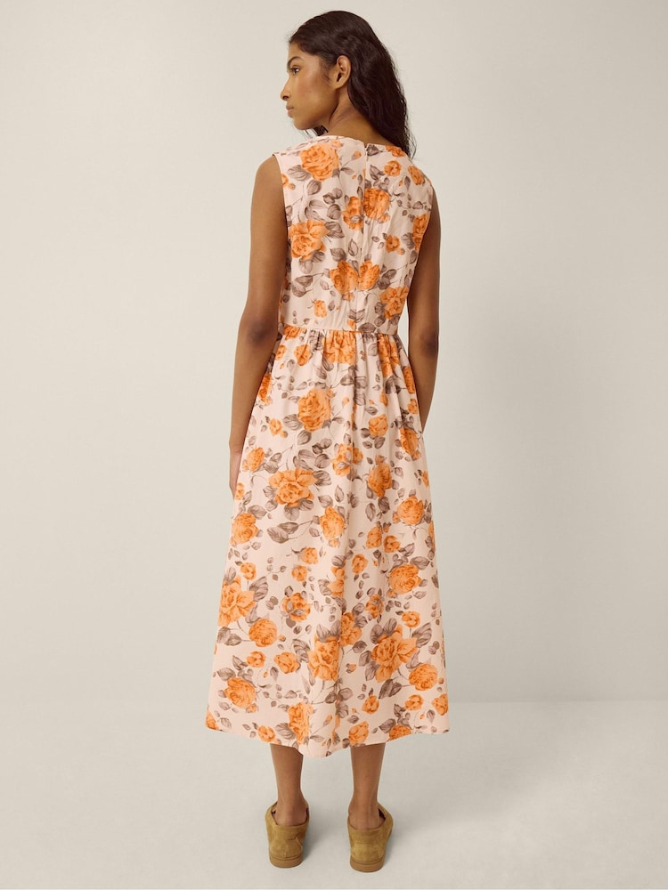 Monsoon Orange Lori Sleeveless Floral Midi Dress - Image 2 of 3