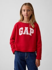 Rot - Gap Vintage Soft Rolled Neck Off-Shoulder Logo Sweatshirt (4-13yrs) - Bild 1 von 5