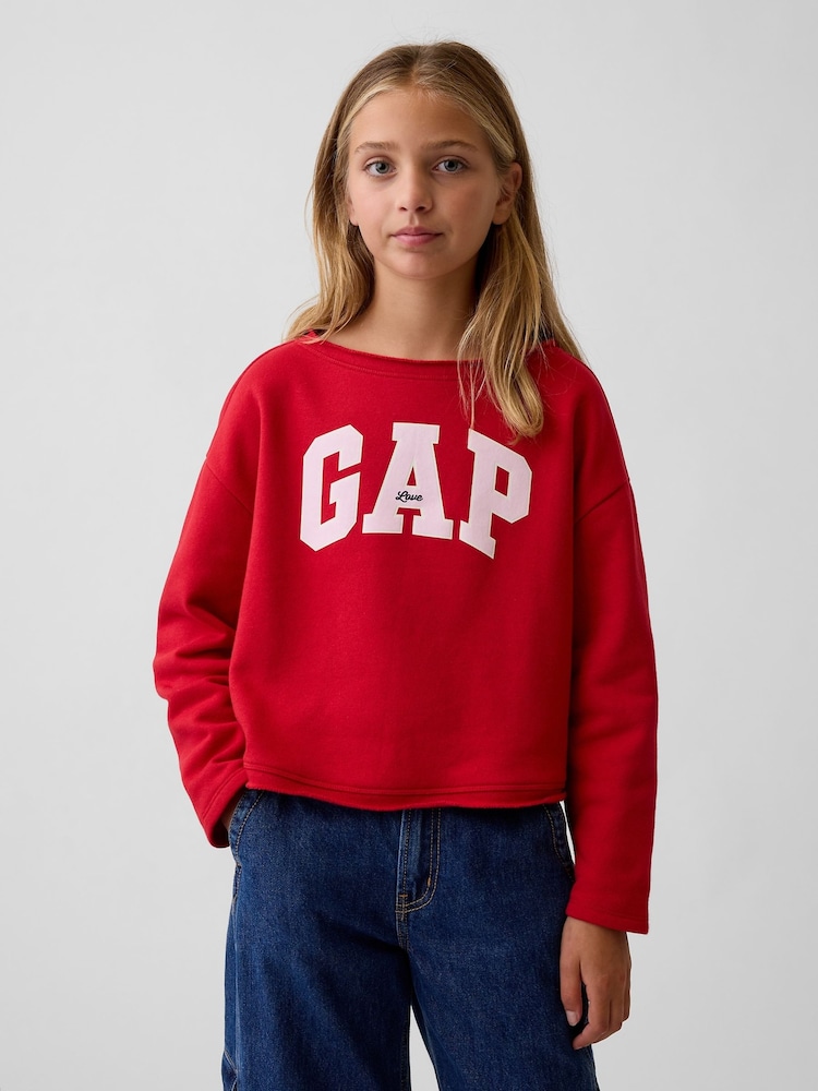 Rot - Gap Vintage Soft Rolled Neck Off-Shoulder Logo Sweatshirt (4-13yrs) - Bild 1 von 5
