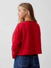 Rot - Gap Vintage Soft Rolled Neck Off-Shoulder Logo Sweatshirt (4-13yrs) - Bild 2 von 5
