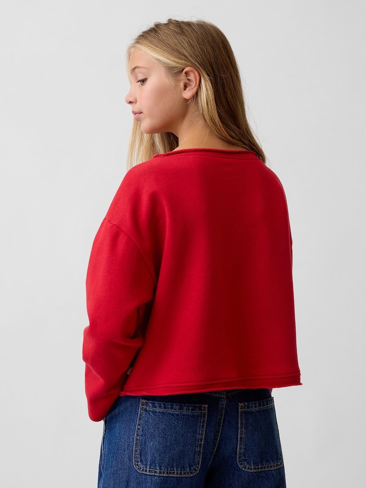 Rot - Gap Vintage Soft Rolled Neck Off-Shoulder Logo Sweatshirt (4-13yrs) - Bild 2 von 5