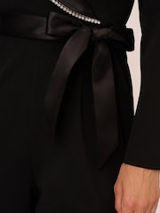 Adrianna Papell Crystal Trim Tuxedo Black Jumpsuit - Image 5 of 7