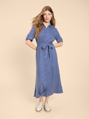 White Stuff Blue Beth Linen Blend Shirt Dress - Image 1 of 7