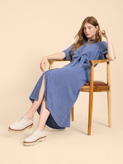 White Stuff Blue Beth Linen Blend Shirt Dress - Image 3 of 7