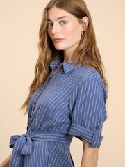 White Stuff Blue Beth Linen Blend Shirt Dress - Image 4 of 7