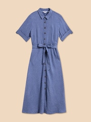 White Stuff Blue Beth Linen Blend Shirt Dress - Image 5 of 7