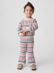 Crem cu model Fairisle - Gap Pantaloni tricotati evazați (6luni-5ani) - Imaginea 1 din 4