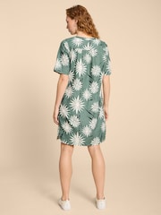 White Stuff Green June 100% Linen Shift Dress - Image 2 of 7