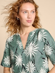 White Stuff Green June 100% Linen Shift Dress - Image 4 of 7